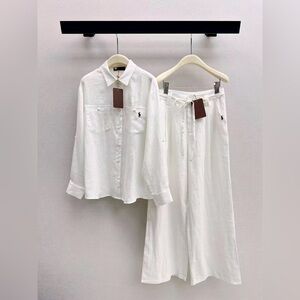 Ralph Lauren White Loose-Fitting Shirt Straight Pants Set
